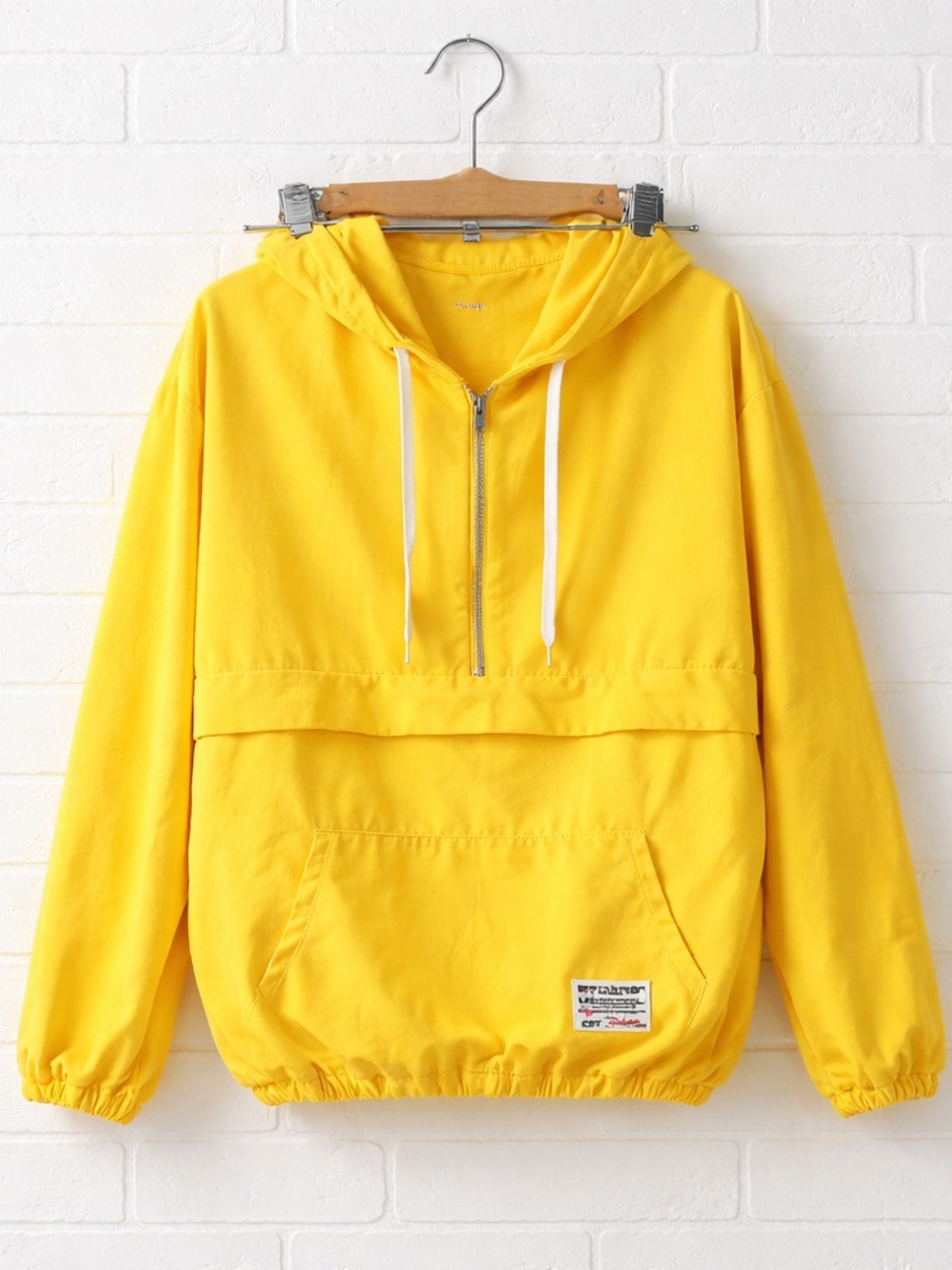 Yellow Anorak‎ Hoodie Windbreaker Kangaroo Pocket Pullover Gorpcore Coastal L